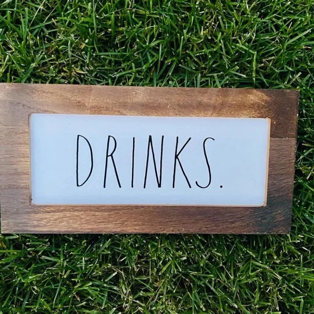 NEW Rae Dunn - DRINKS - 🍷🍺🍸🍹cute wooden sign - Picture 4 of 10